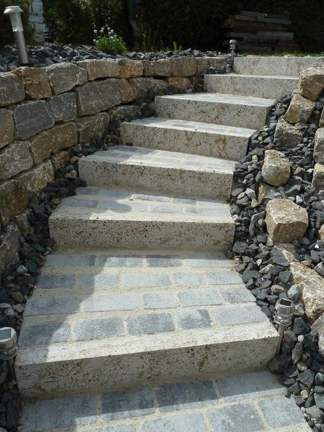 Gray Stone Steps Through Living Gardens