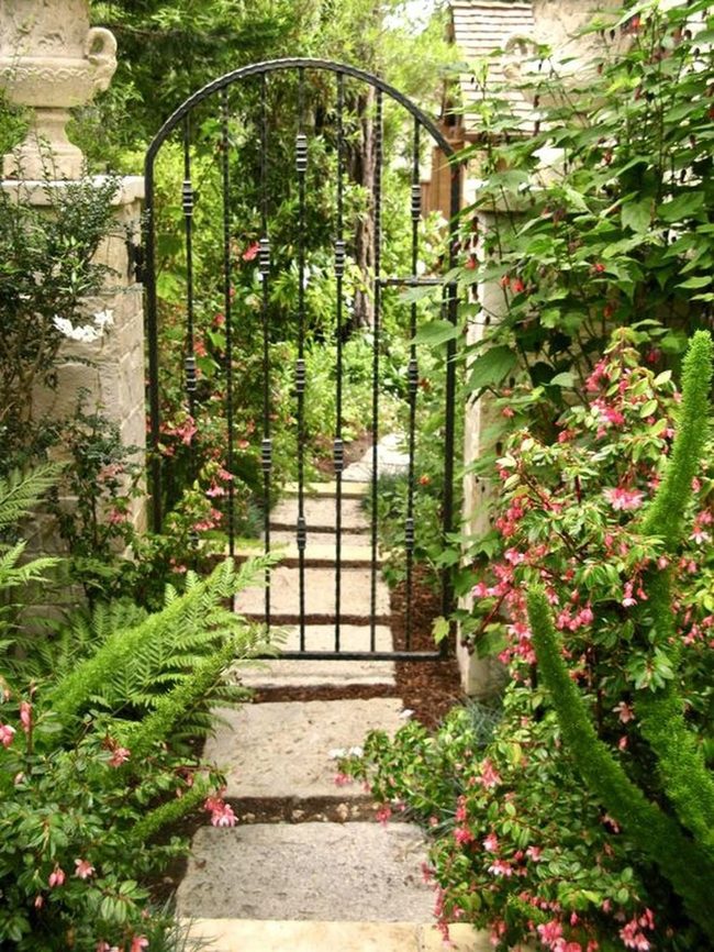Stone Path Through Pink Blooms