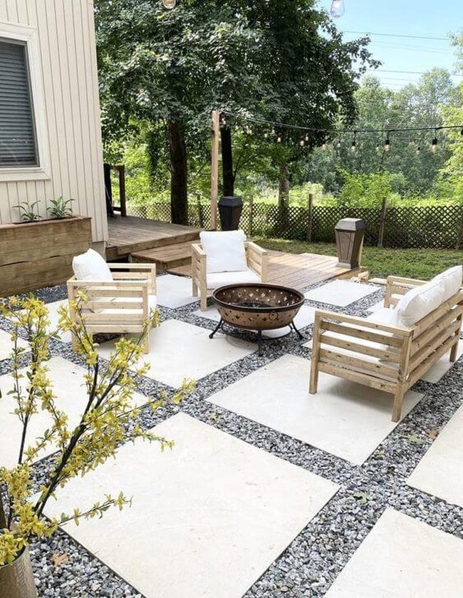 Wooden Benches Circle Glowing Firepit