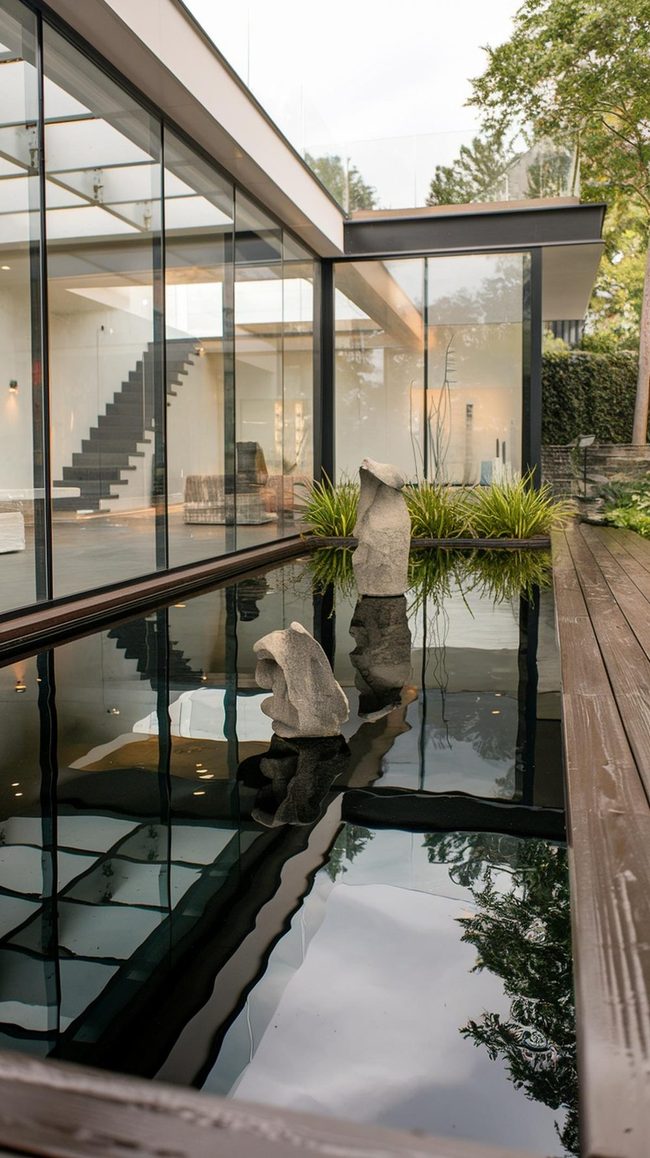 Reflective Black Water Pond
