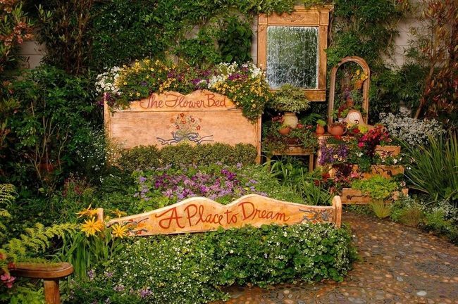 Vintage Bed Frame Flower Garden