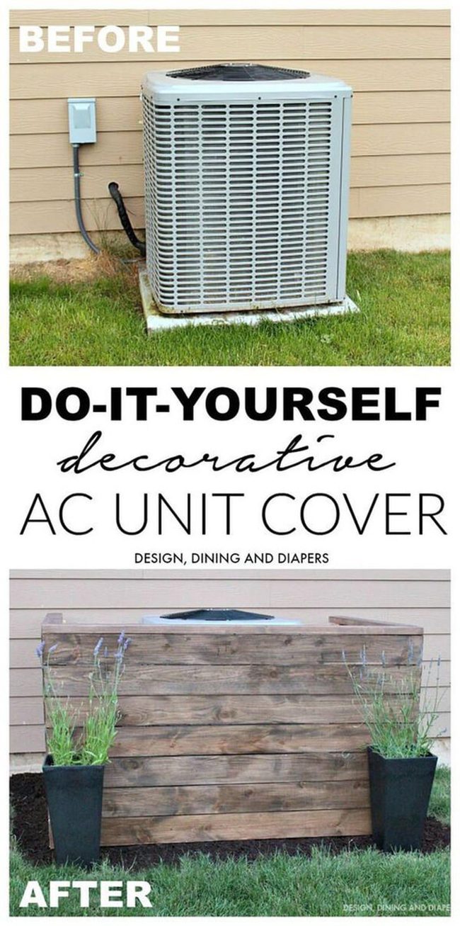 Stained Wood Hides Ac Units
