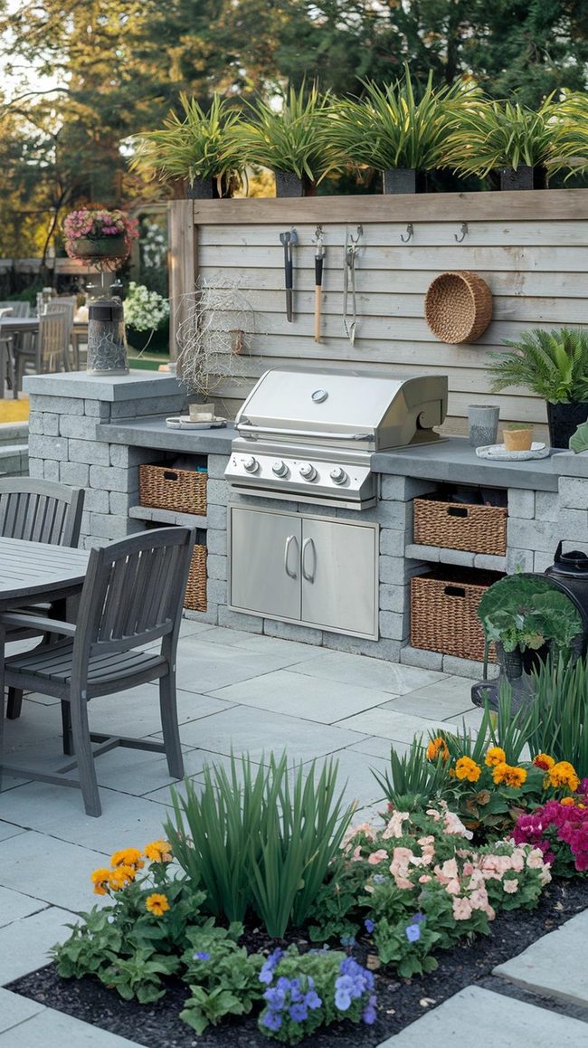 Grill Station Organization Steel and Wood