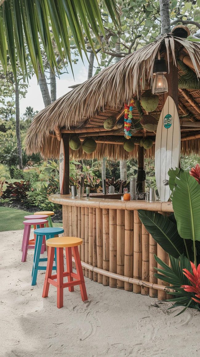 Bamboo Tiki Bar Backyard