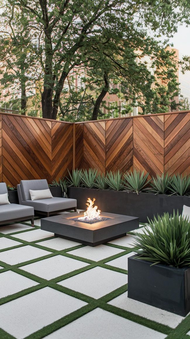 Angled Timber Fence Statement