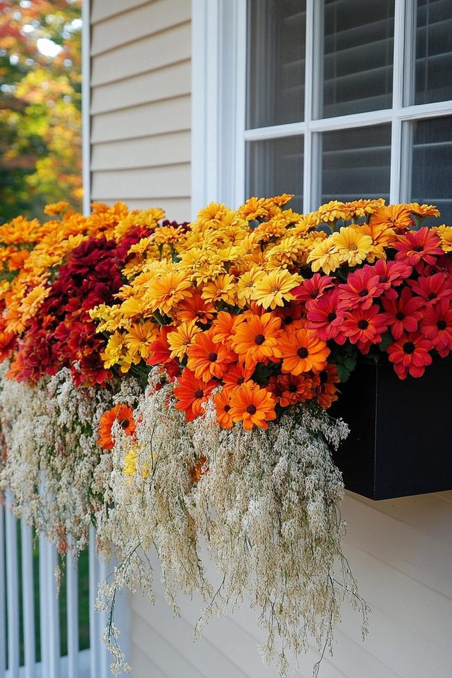 Overflowing Orange Autumn Mums