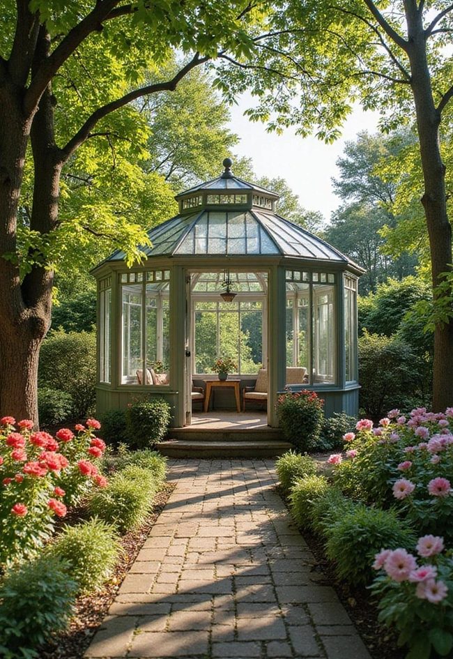 Glass Panels Frame Living Yard Sanctuary