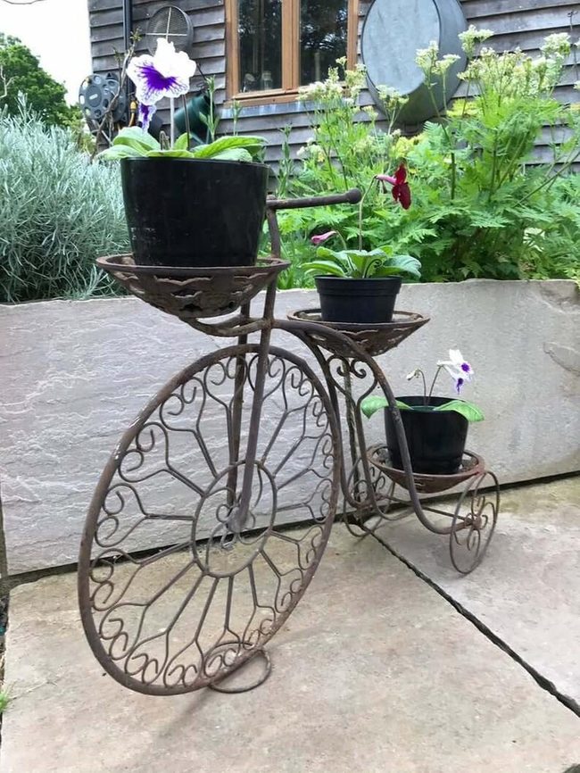 Bicycle Frame Plant Stand With Hearts