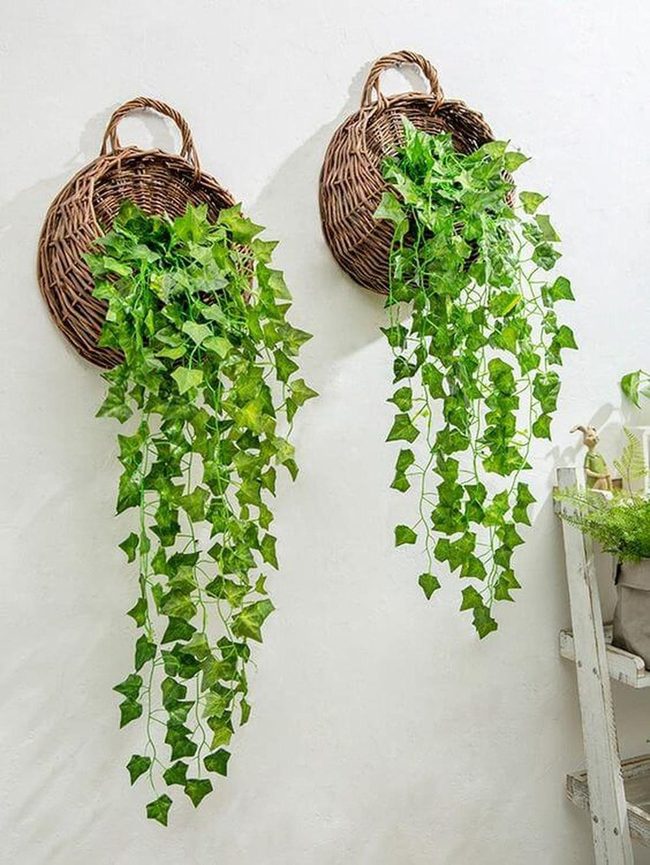 Cascading Green In Woven Baskets