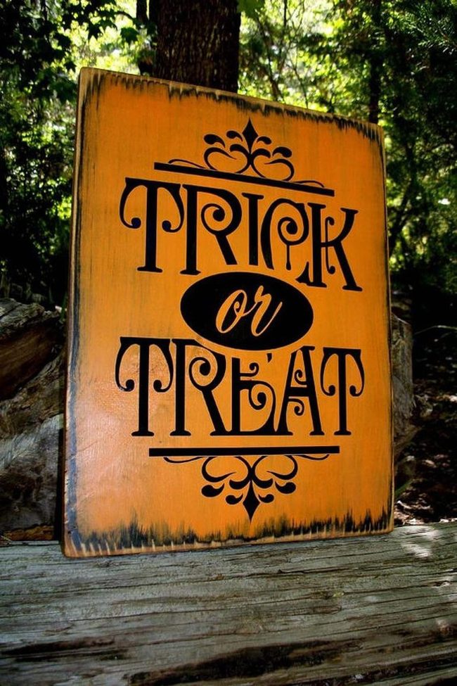 Black Letters Orange Wood Halloween