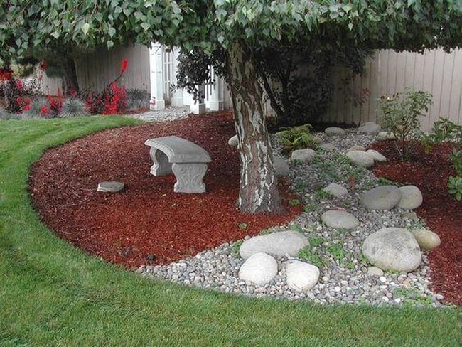 Stone Bench Among Living Plants