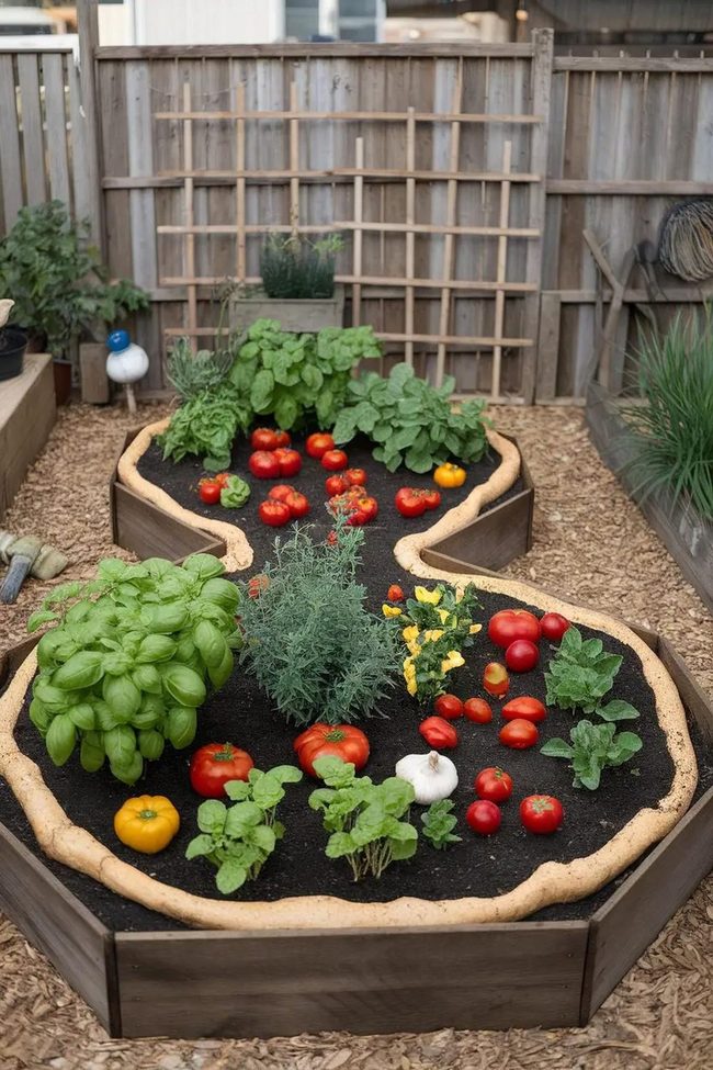 Fresh Herbs And Tomatoes Growing