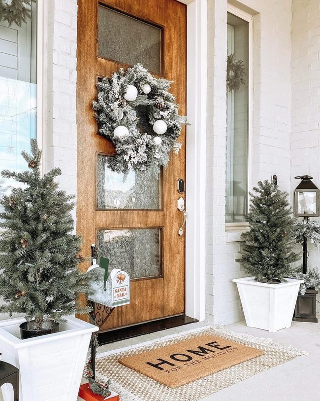 White Frosted Wreaths Winter Entry