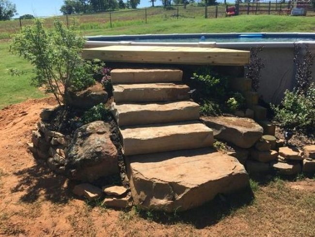 Natural Stone Pool Entry