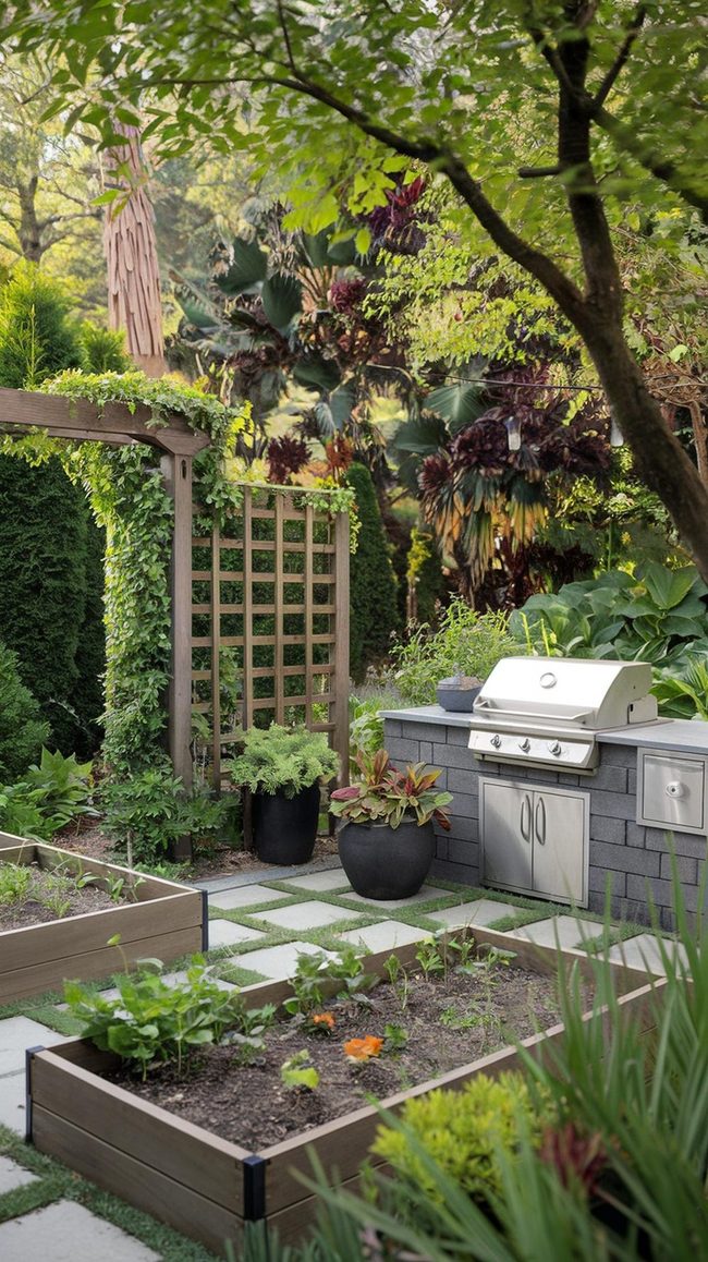 Green Herbs Frame Your Grilling Station