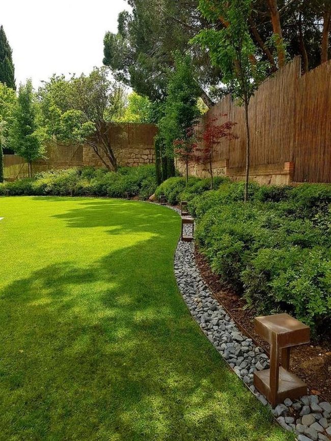 Green Lawn With Gray Stone Borders