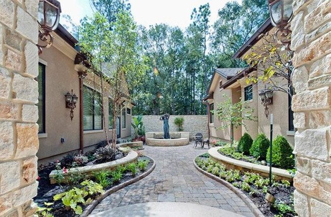 Curved Stone Paths Through Green