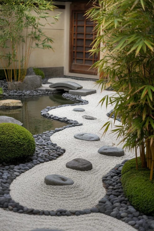 Stone Pathway Through Bamboo