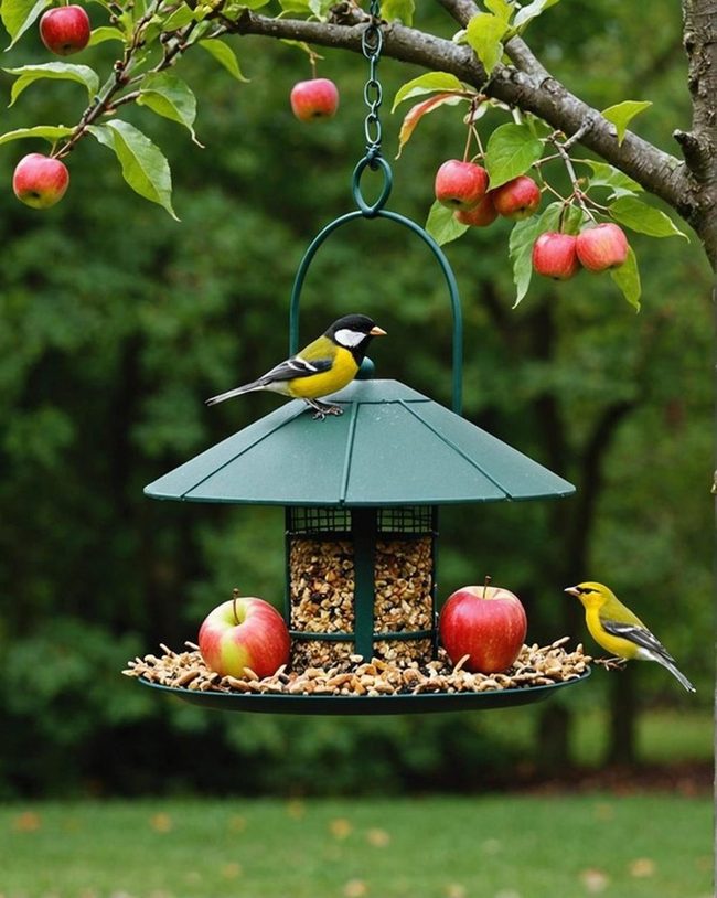 Apple Halves Feed Wild Birds