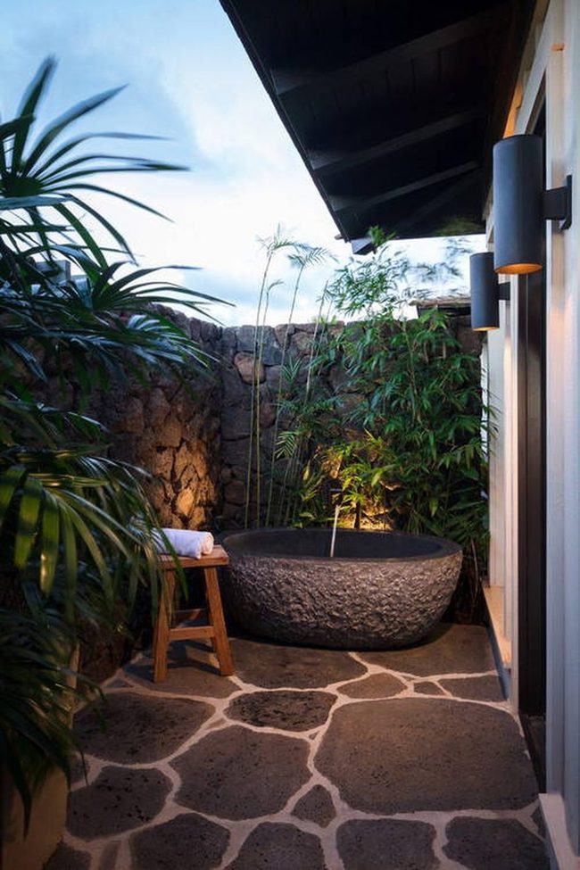 Natural Wood Screening For Spa Privacy