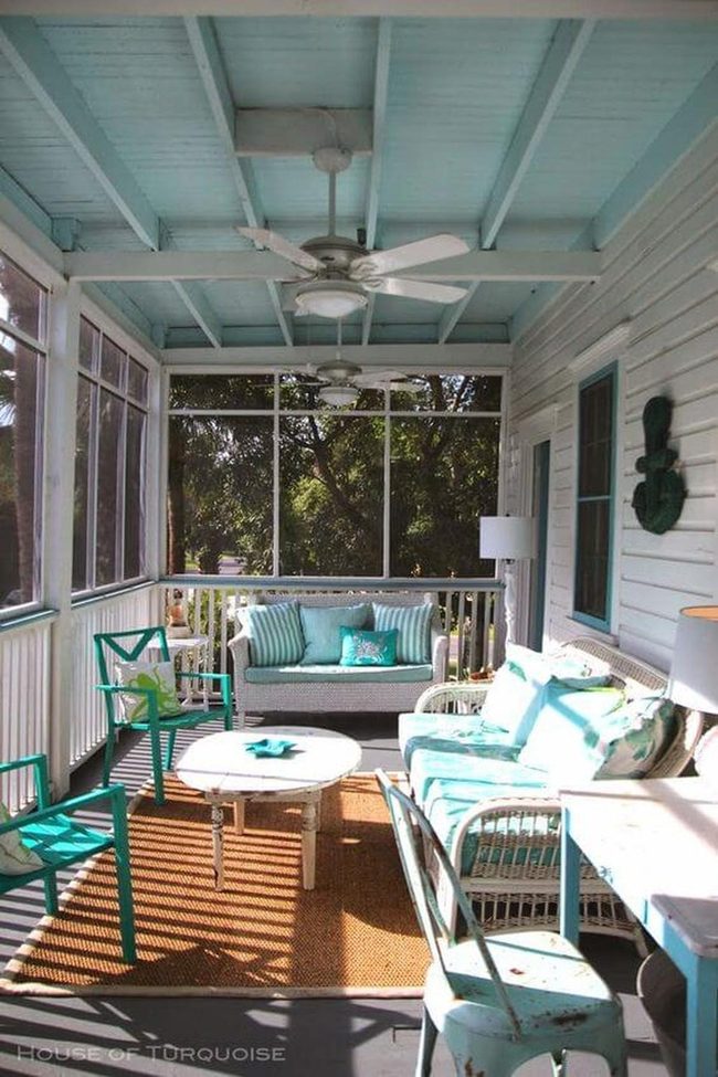 Turquoise Wicker Porch Beach Escape