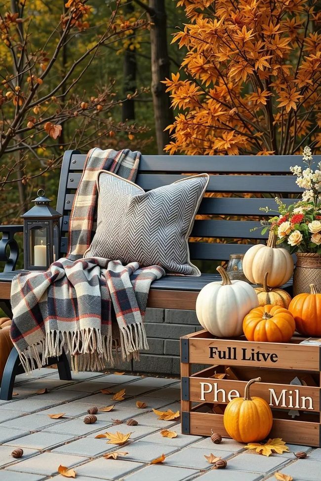 Burnt Sienna Fall Bench Moment