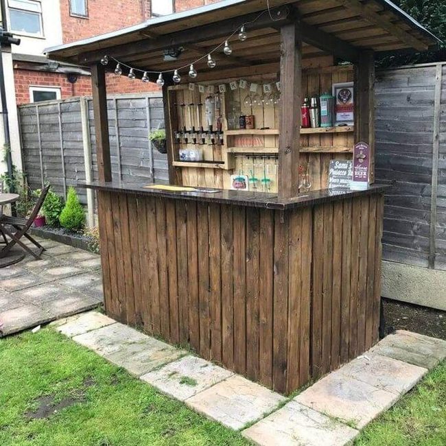 Wooden Bar Stone Patio Oasis