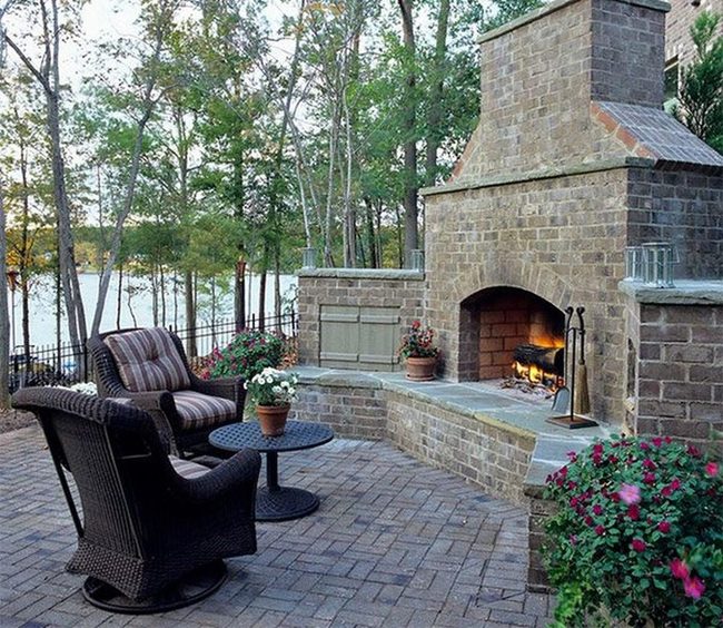 Stone Fireplace Backyard Gathering Spot
