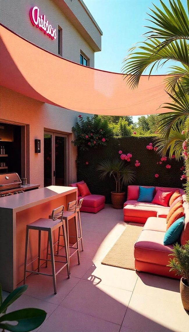 Vaulted Stucco Brick Loggia Extension