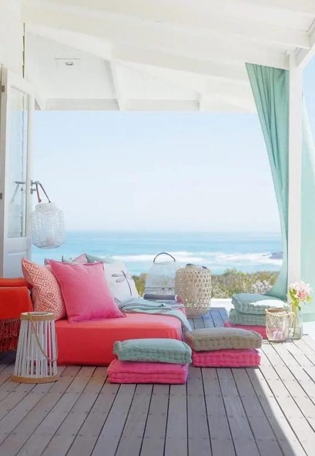 Pink Cushions Meet Ocean Breeze