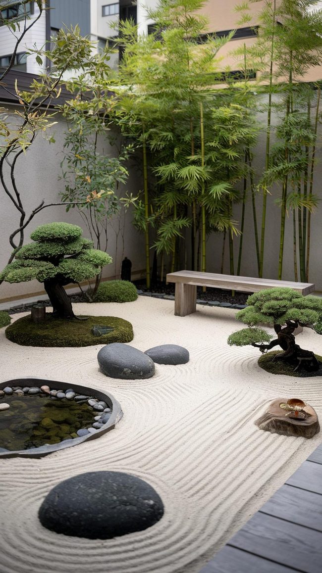 Sand Raked Stones Meditation Corner