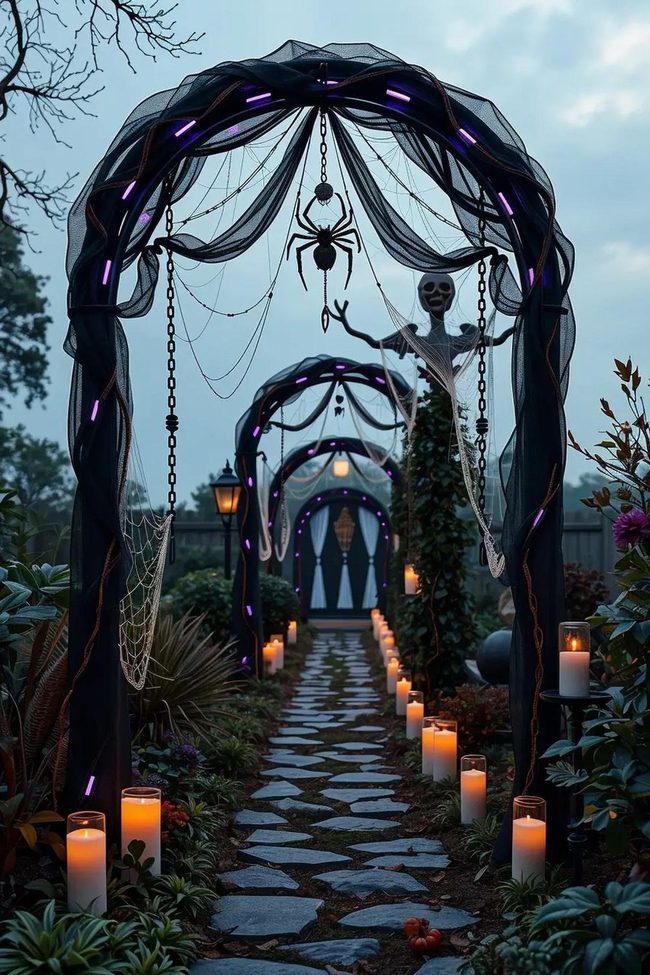 Black Mesh Portal with Purple Light