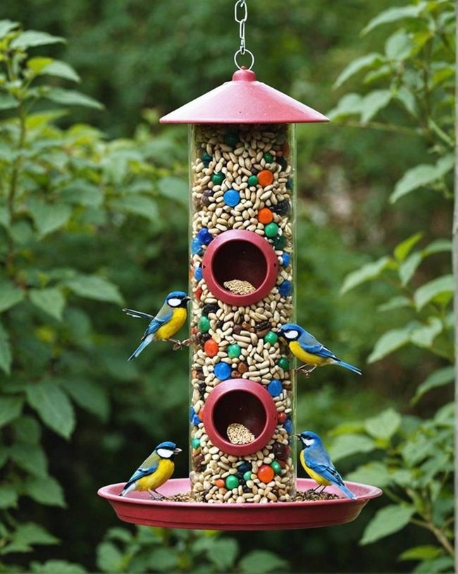 Upside Down Bottle Bird Feeder