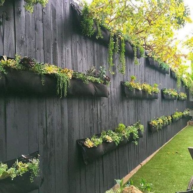 Black Fence Planters For Living Walls