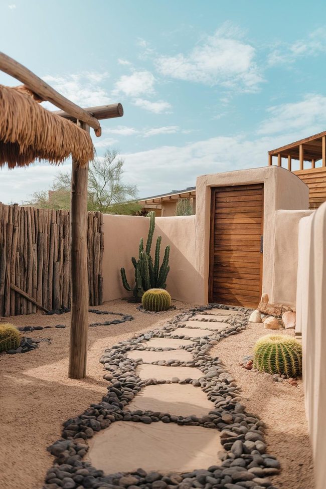 Geometric Flagstone Desert Landscape