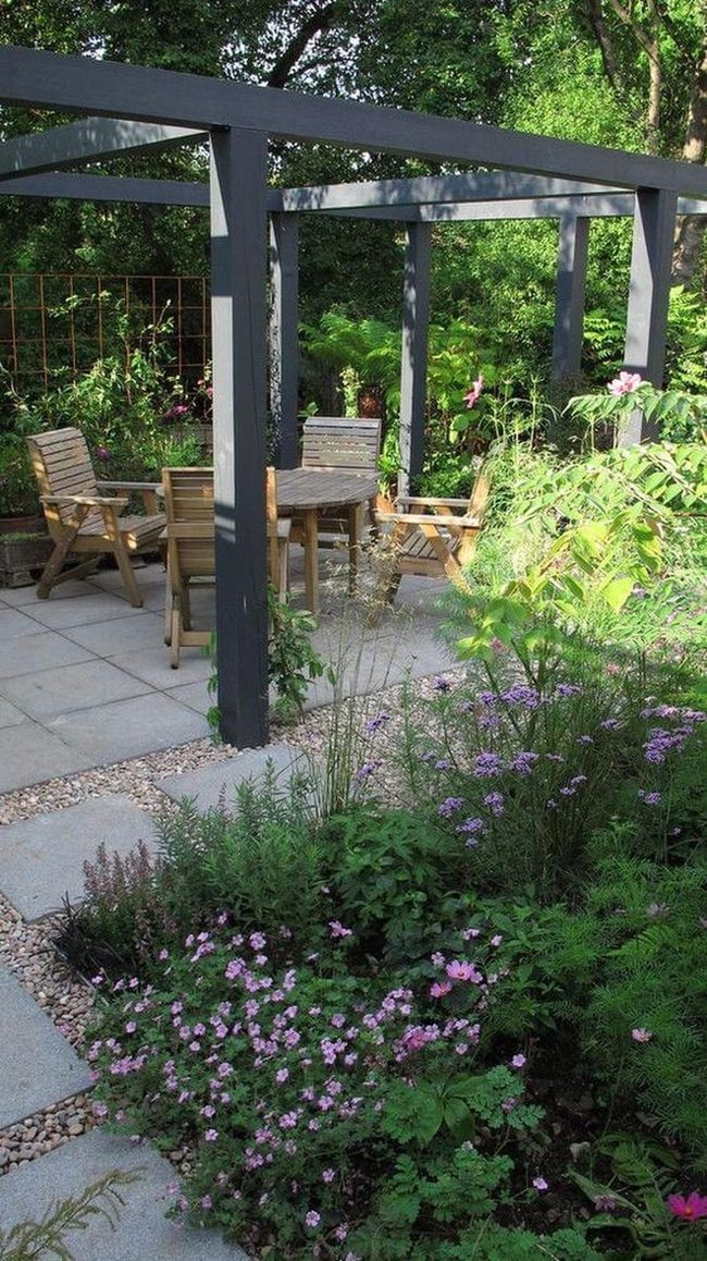 Open Pergola Garden With Layered Plants