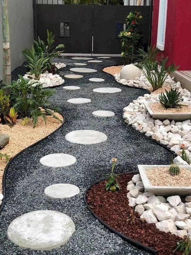 Red Wall Garden Path