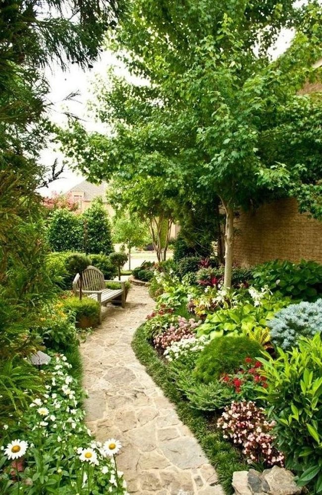 Stone Path Through Blooming Shadows