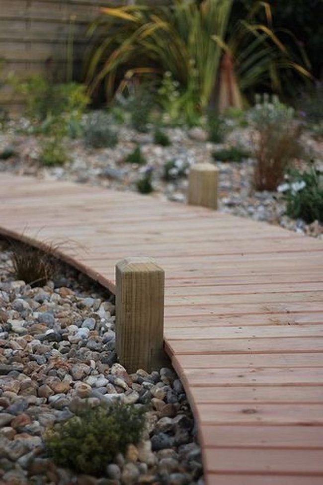 Curved Wood Garden Path