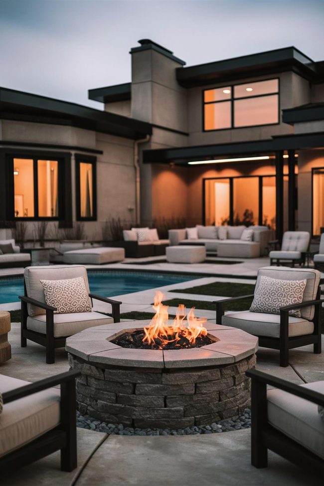 Backyard Bar With String Lights