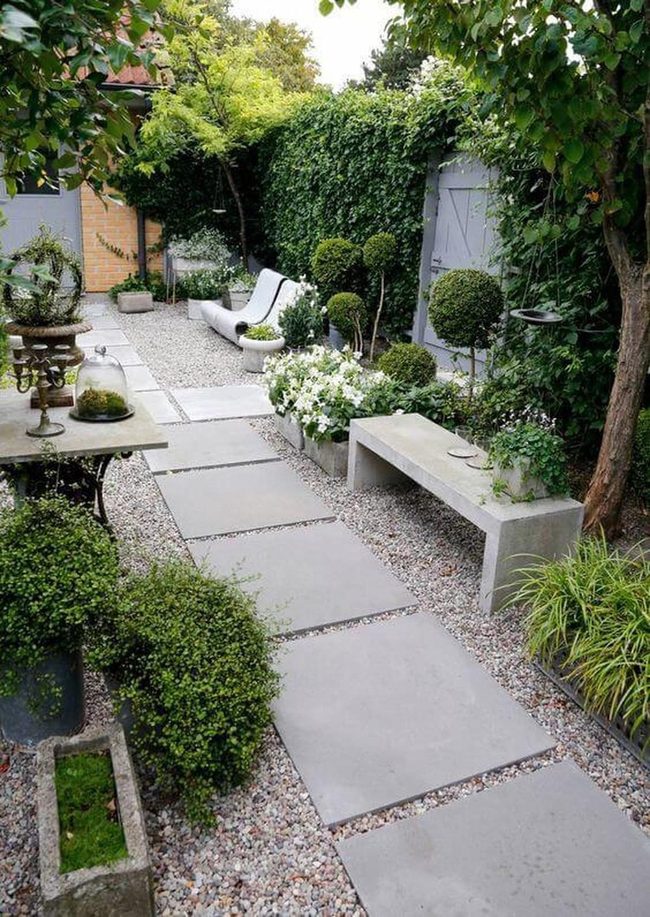 Stone Pathways Through Blooming Garden