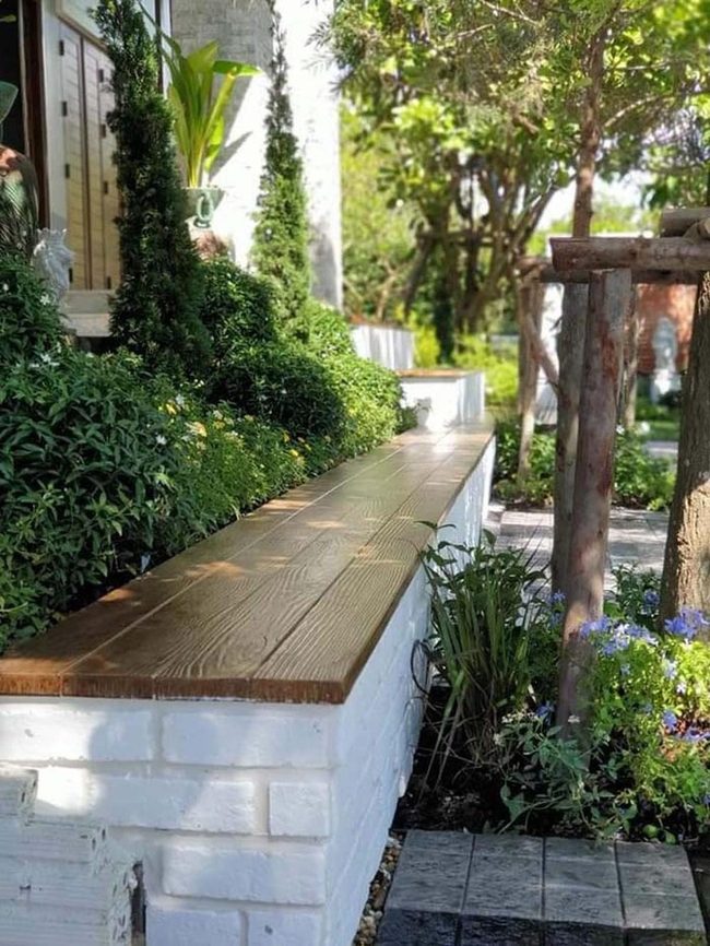 Garden Bench Among Growing Plants
