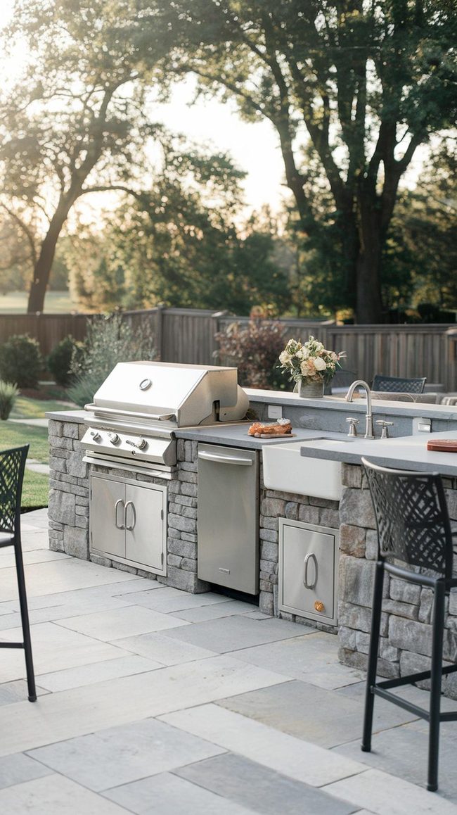 Stainless Steel Backyard Bar Cooking Space