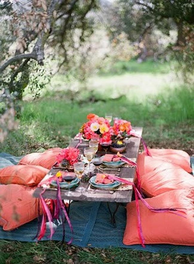 Orange Cushions With Blue Contrast Outdoors