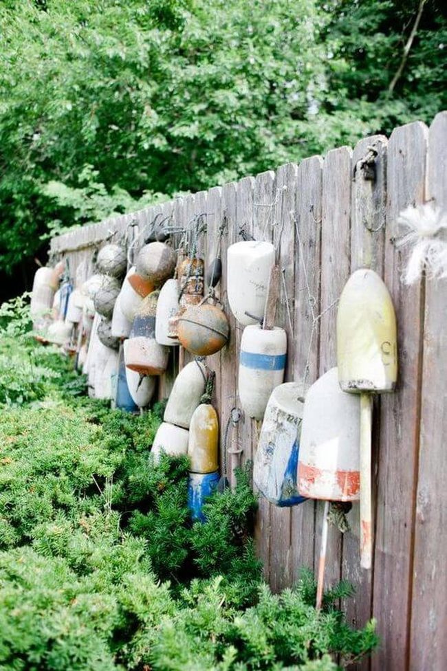 Weathered Buoys Seaside Fence Display