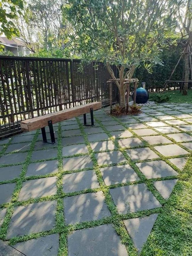 Garden Bench Under Flowering Canopy