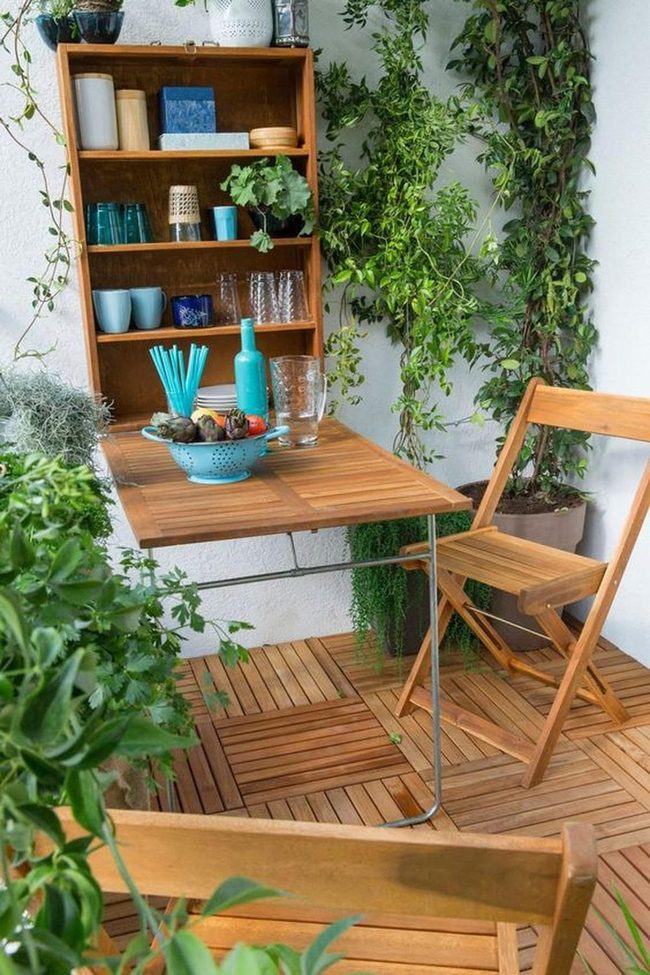 Wooden Balcony Green Plants Kitchen