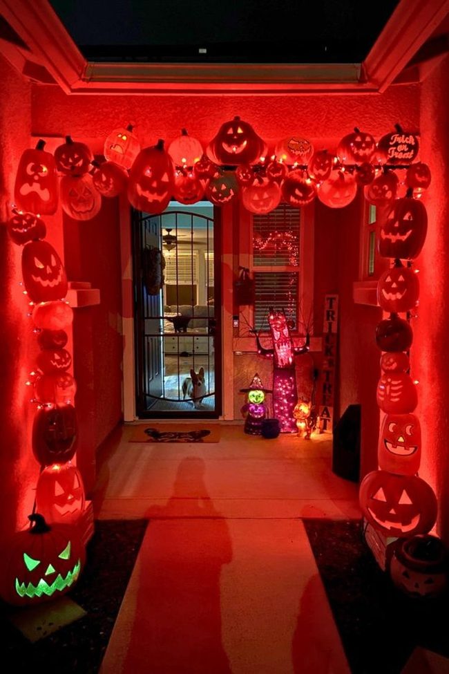 Pumpkin Archway Frames Glowing Doorway