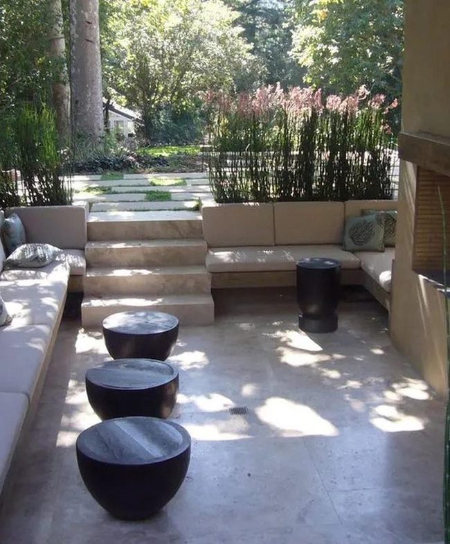 Stone Terrace With Integrated Fireplace