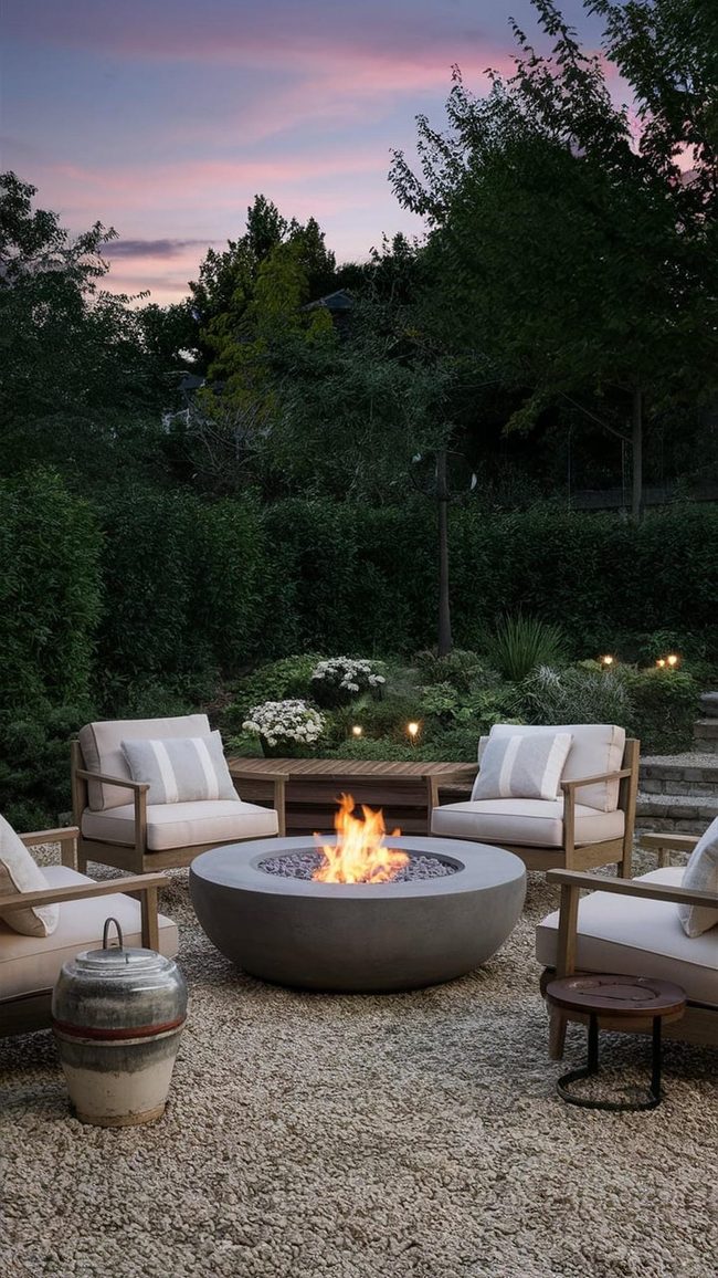 Firelit Pergola Gathering Space